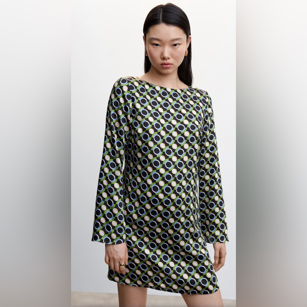 Mango printed short shift dress size 2
